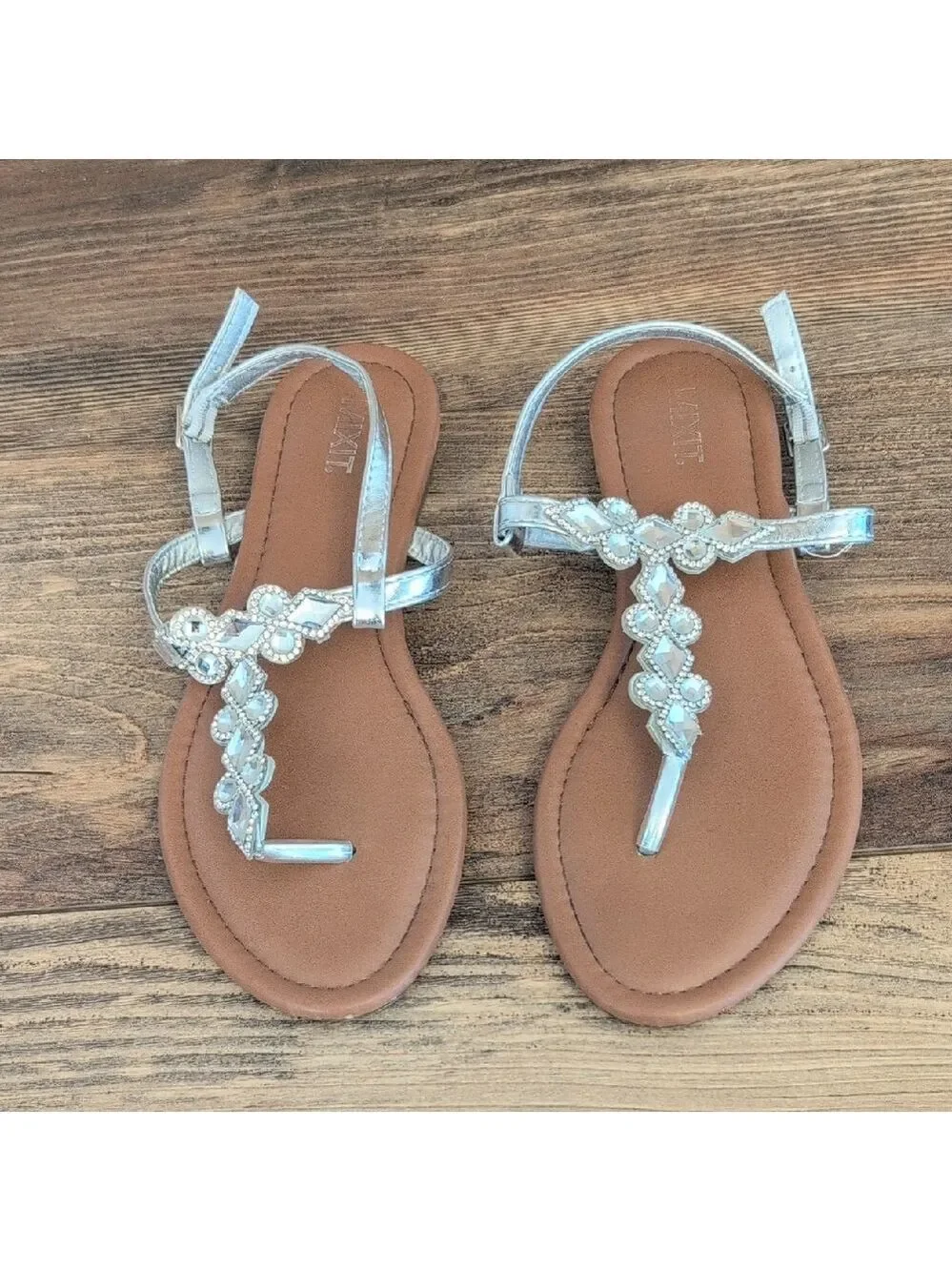 Mixit Silver Beaded Women's Sandals 7.5       190JH